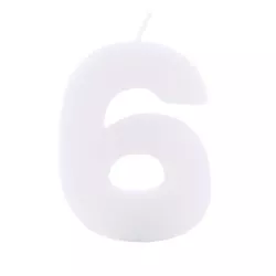 Birthday candle number 6 white