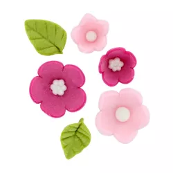 Flowers and Leaves Made of Sugar - Pink