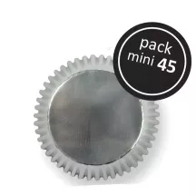 Mini cupcake paper cases metallic silver, 45 pieces