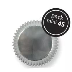 Mini cupcake paper cases metallic silver, 45 pieces