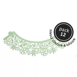 Cupcake wrapper Verde Chiaro con motivo floreale, 12 pezzi