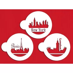 Set Stencil City Skyline, 3 pezzi