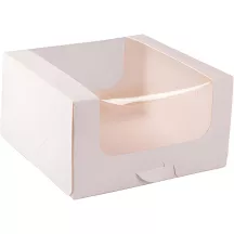 Cake box with window white 16 x 16 x 9 cm