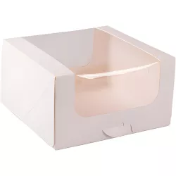 Cake box with window white 16 x 16 x 9 cm