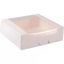 Boîte à gâteaux avec fenêtre Blanc 16 x 16 x 5 cm