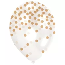 Gold confetti balloons, pack of 6 (Ø 27.5 cm)