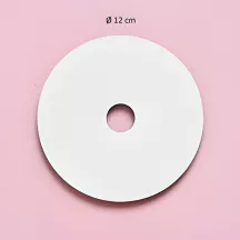 Weisse runde Tortenplatten mit zentraler Öffnung - Durchmesser zur Auswahl: 12 cm
