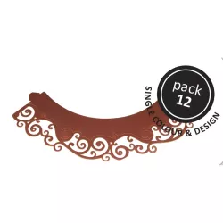 Cupcake wrapper Marrone con Onde, 12 pezzi