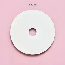 White round cake plates with central opening - diameter 10 cm