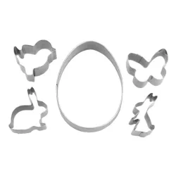 Set di 5 formine per biscotti pasquali con uovo di Pasqua e mini motivi