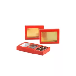 Red box of chocolates with window