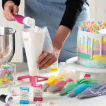 2 pink dough scrapers in plastic