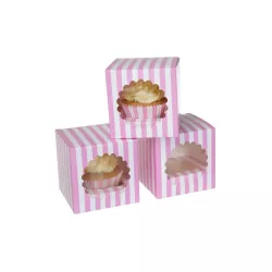 Cupcake-Box Rosa, 3er-Set 9 x 9 x 9 cm