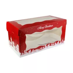 Rote Bûche Schachtel "Merry Christmas"