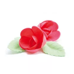 Rose e foglie in carta commestibile - Colori disponibili: rosso