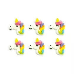 6 decorazioni di zucchero a forma di unicorno