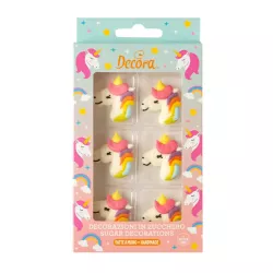 6 Unicorn sugar decorations