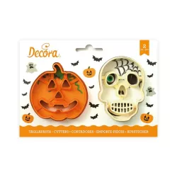 2 Halloween skull and pumpkin cookie cutters