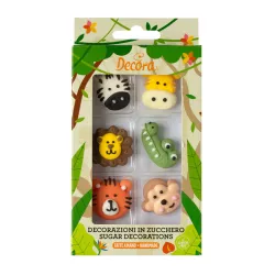6 Jungle animals sugar decorations