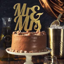 Cake topper "Mr & Mrs" gold or silver