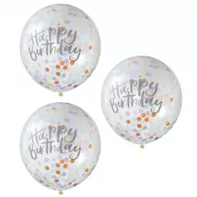 5 Ballons "Happy Birthday" avec confettis