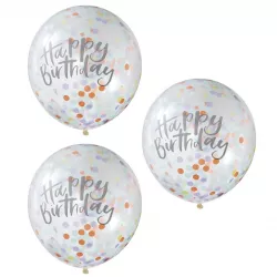 5 Balloons "Happy Birthday" with confetti