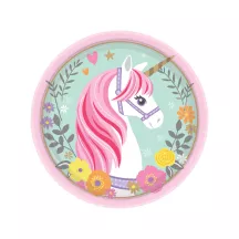 8 Piatti di carta piccoli Magic unicorn