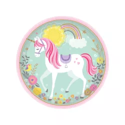 8 Piatti di carta con unicorno magico