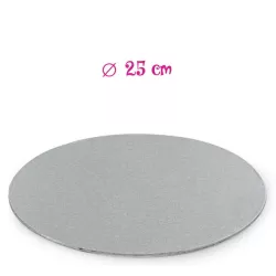 Thin round silver cake board - Cake board shape: round 25 cm