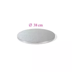 Round silver cake drum - 38 cm