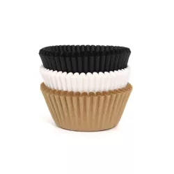 75 Caissettes à cupcakes "Noires-Blanches-Kraft" en papier