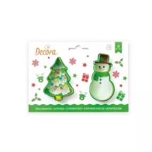 2 Christmas tree and snowman cookie cutters