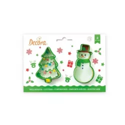 2 Christmas tree and snowman cookie cutters