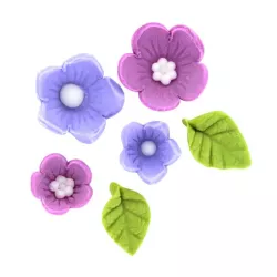 Fiori e foglie di zucchero - Lilla
