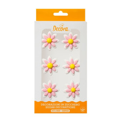 Marguerites blanches et roses en sucre