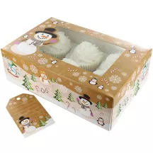 Schneemann 6 oder 12er Cupcake-Box
