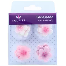 12 Fleurs en sucre rose