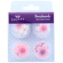 12 pink sugar flowers
