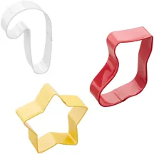3 Ausstecher - Stern, Weihnachtssocke und Zuckerstange
