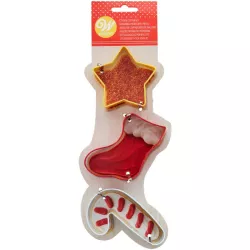 3 Cookie cutters - star, Christmas stocking and candy cane