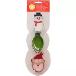 3 Cookie cutters - snowman, light bulb and Santa Claus