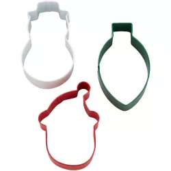 3 tagliabiscotti - pupazzo di neve, lampadina e Babbo Natale