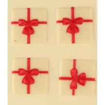 Schokoladendekoration Geschenke weiss – 12 essbare Schokodekore für Cupcakes und Torten | Cakelicious