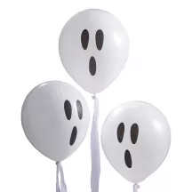 10 ghost latex balloons with streamers. Ghosts for Halloween