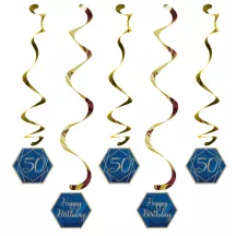 Spiralgirlanden "Navy & Gold" - Zahl: 50