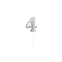 Zahlenkerze Silber - Zahl: 4