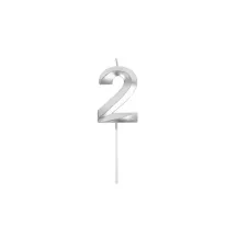 Candela numerica in argento - Numero: 2