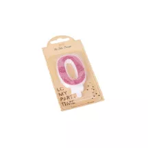 Candela glitterata rosa - Numero: 0