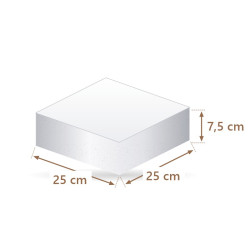 Torta finta in polistirolo quadrata 25 x 25 cm, alta 7,5 cm