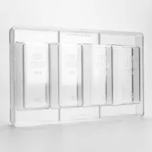 Gold Bar Chocolate Mold, 4 Pieces – Polycarbonate, 12 x 5.5 cm